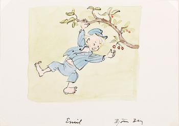 BJÖRN BERG, akvarellerad tuschteckning, sign.