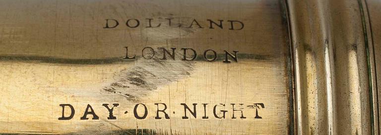 KAUKOPUTKI, messinkiä, ja puuta, Dolland, London Day or Night. 1800-luvun alku.
