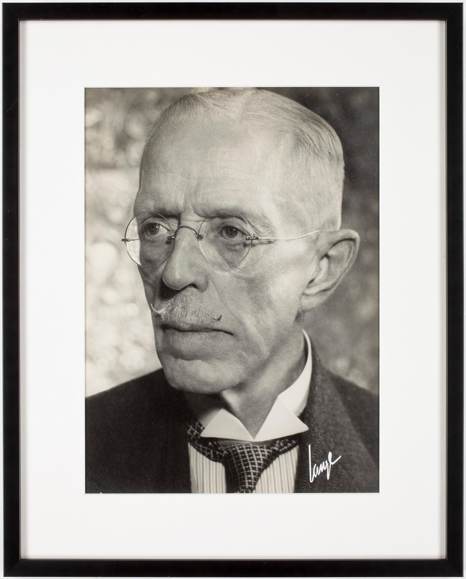 ÅKE LANGE, signerat pressfotografi, silvergelatin, "Gustav V", 1930-tal.