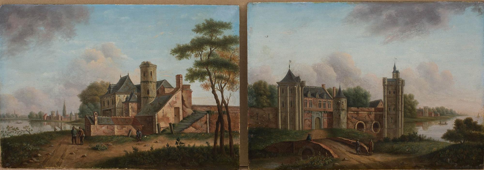 OKÄND KONSTNÄR, ett par, olja på pannå, Holland 1700-talets slut.