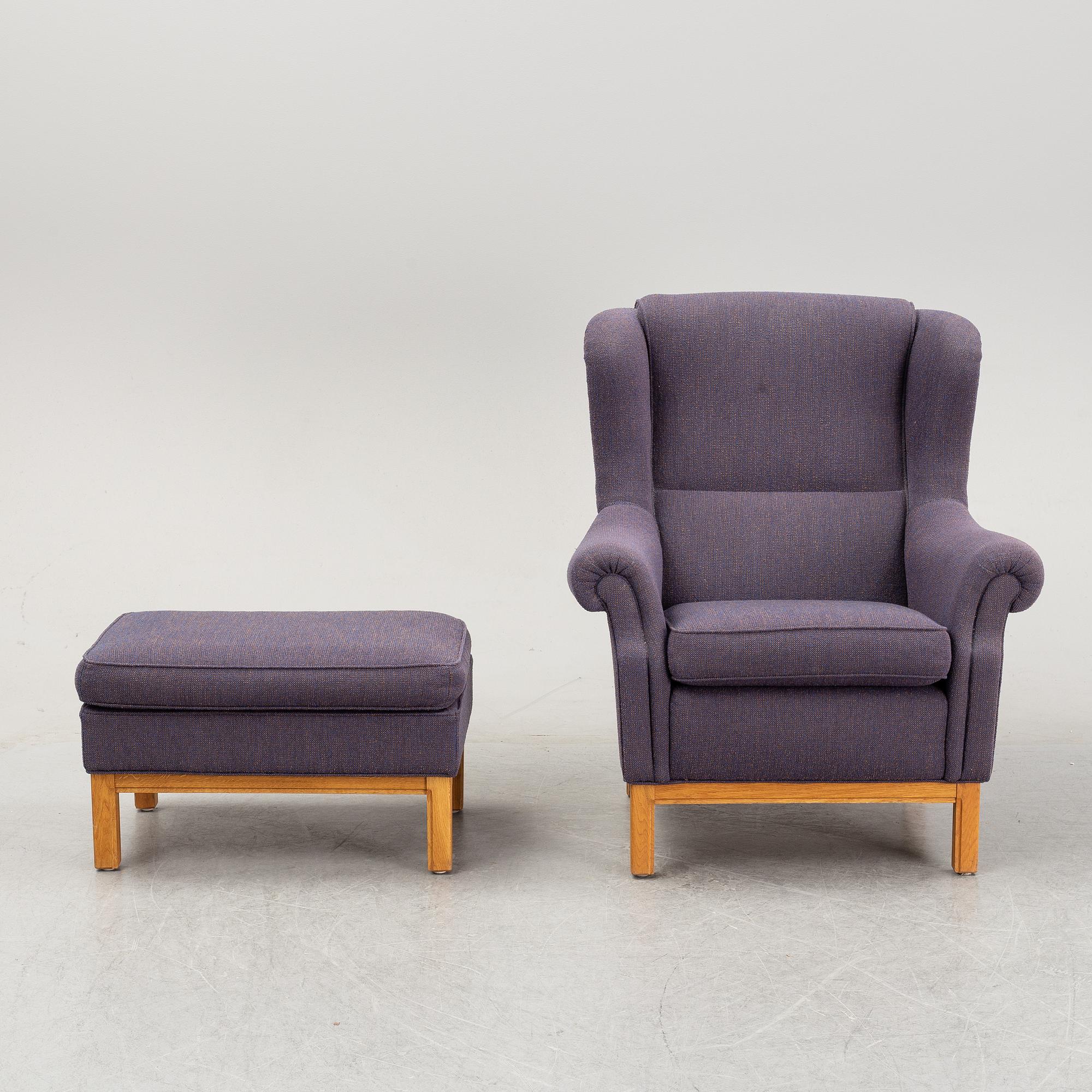 Easy chair and foot stool by Arne Norell, late 20th century.
