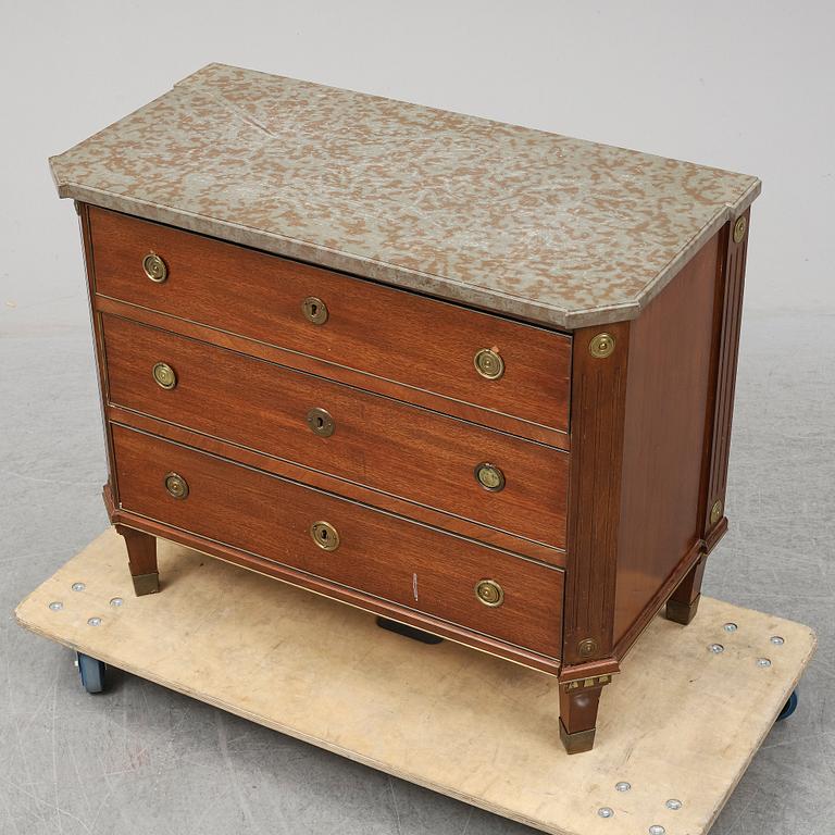 A late 19th Century Gustavian style mahogany chest of drawers.