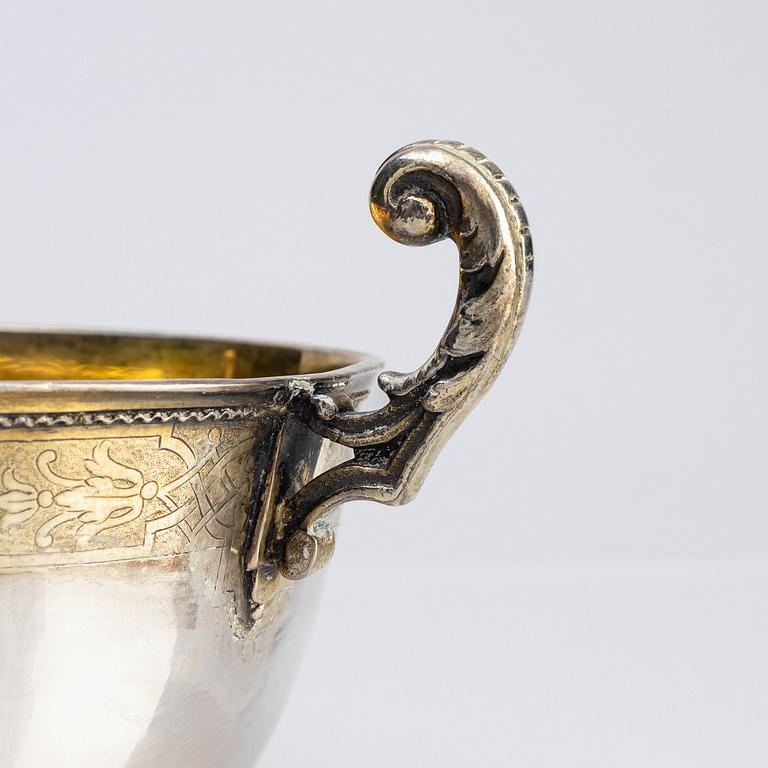 A Swedish 18th century parcel-gilt silver bowl, mark of Gustaf Stafhell the elder, Stockholm 1733.