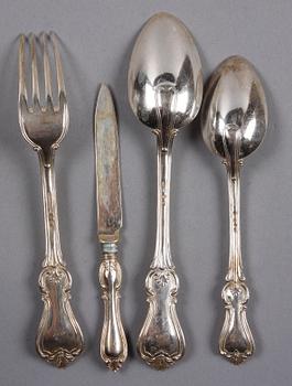 BESTICKSERVISDELAR, 18 st, silver, "Olga", mest firma Gustaf Möllenborg tidigt 1900-tal.