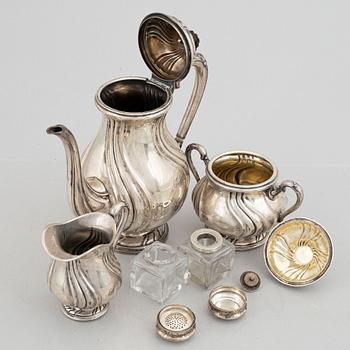 A three-piece silver coffee service, Rococo style, 1927.