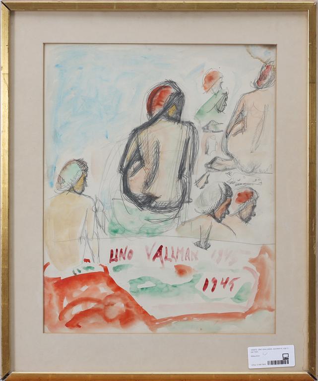 UNO VALLMAN, blandteknik, sign o dat 1945.