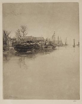 AXEL FRIDELL, drypoint, signed Axel Fridell in pencil. Executed in 1930. "Monnikendam I".