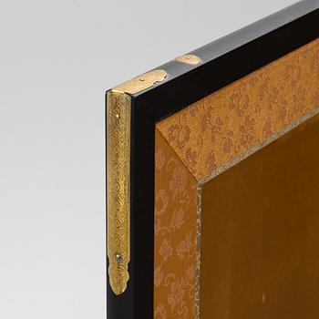 A pair of Japanese folding screens, signed, 20th century.