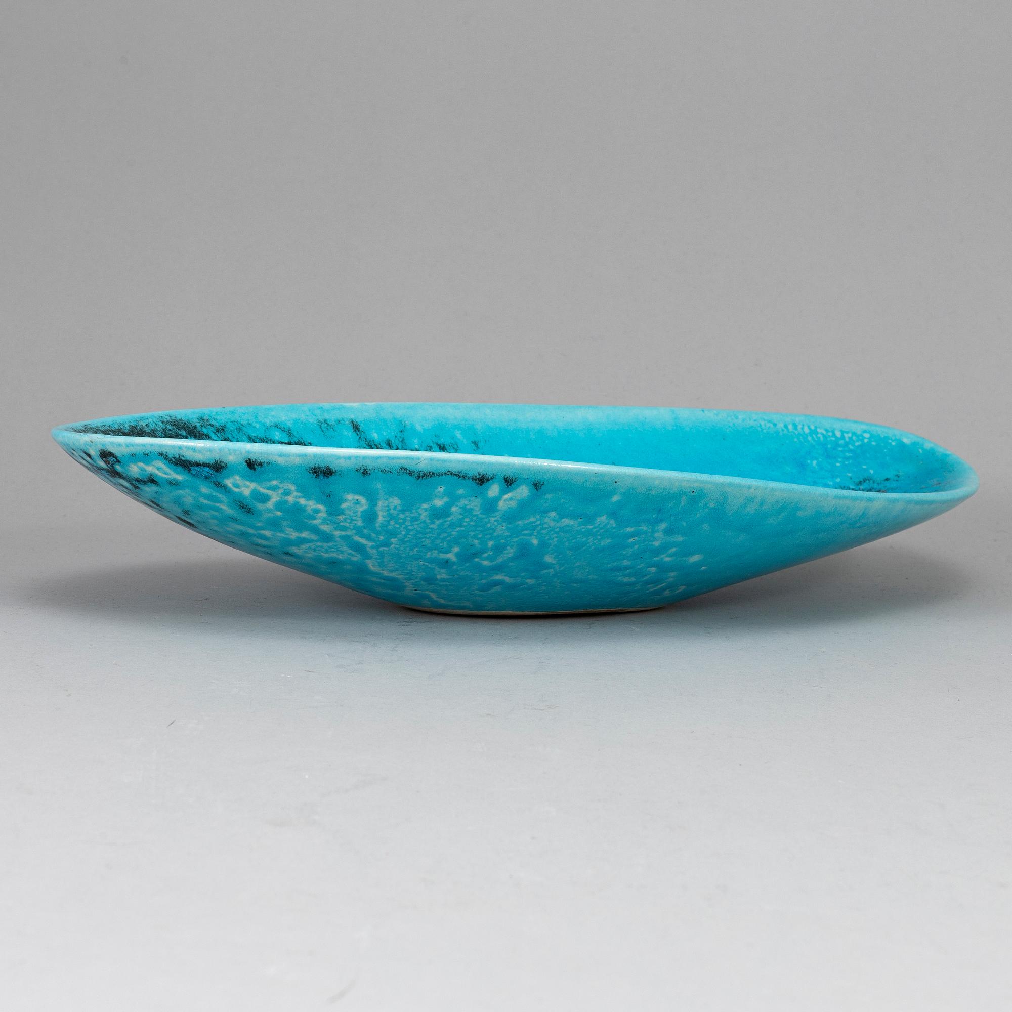 HANS HEDBERG, a faience dish, Biot, France, signed Hhg.