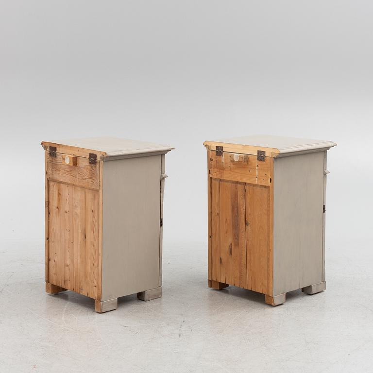 A painted pair of bedside cabinets. Late 19th Century.