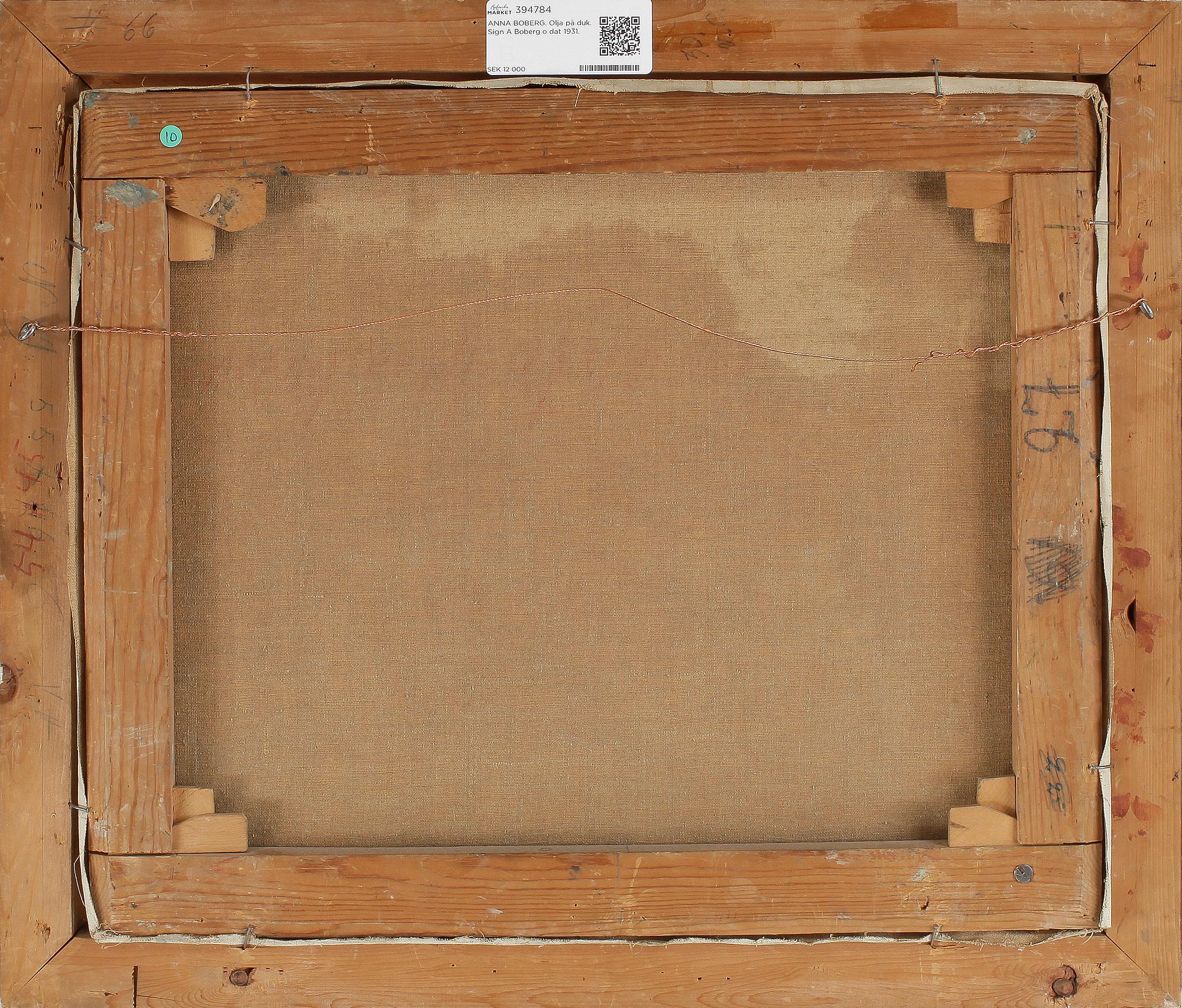 ANNA BOBERG. Olja på duk. Sign A Boberg o dat 1931.