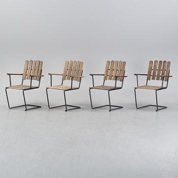 Artur Lindqvist, four garden 'A2' armchairs, Grythyttan, late 20th Century.