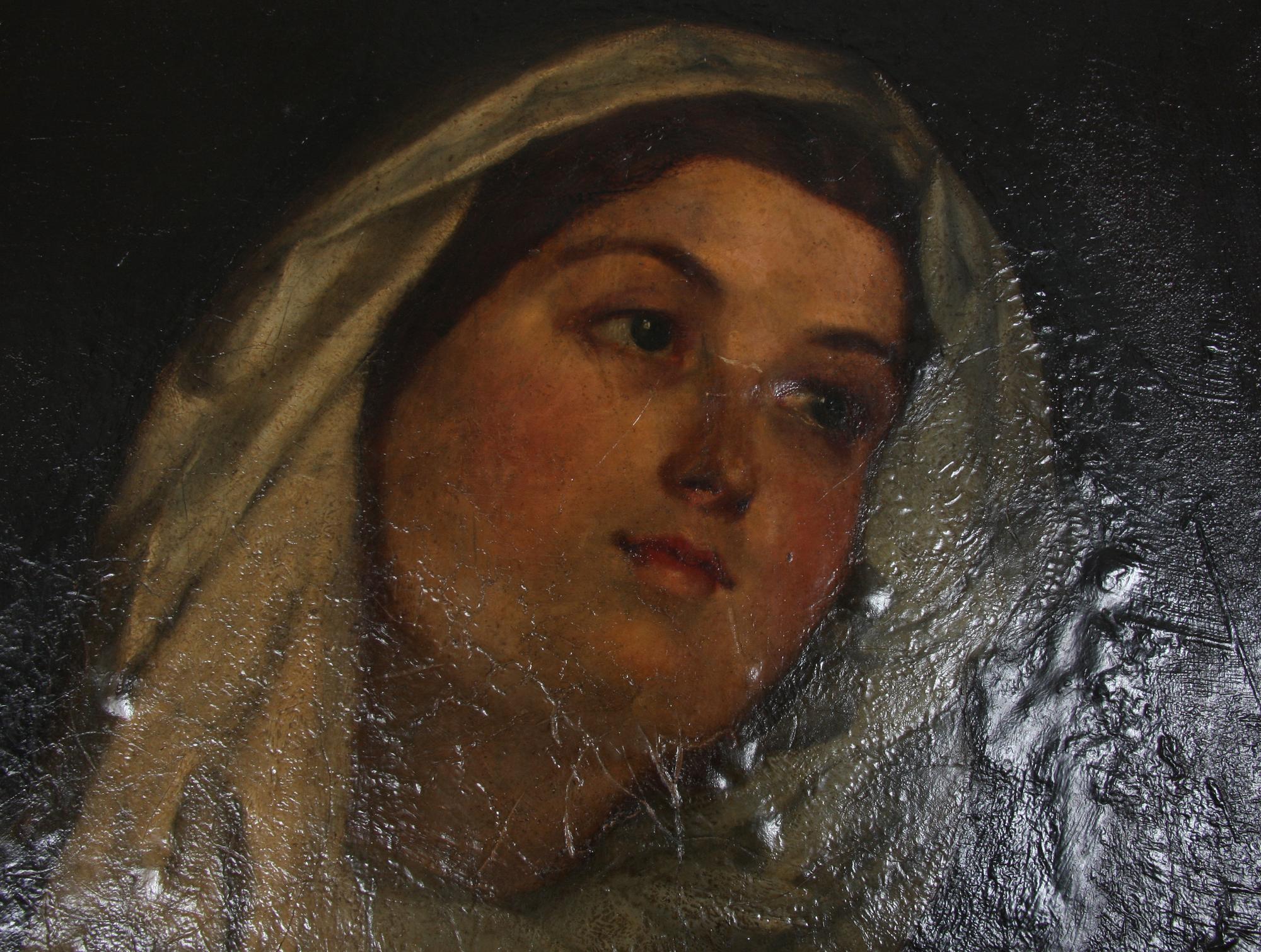 OKÄND KONSTNÄR, olja på uppklistrad duk, 1800-tal.
