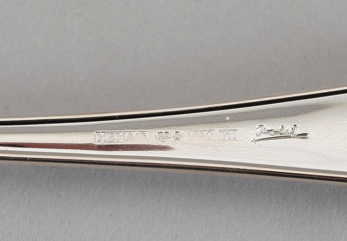 BESTICK, 24 delar, silver, MEMA, 1990-tal. Vikt med stålblad ca 1156 gr.