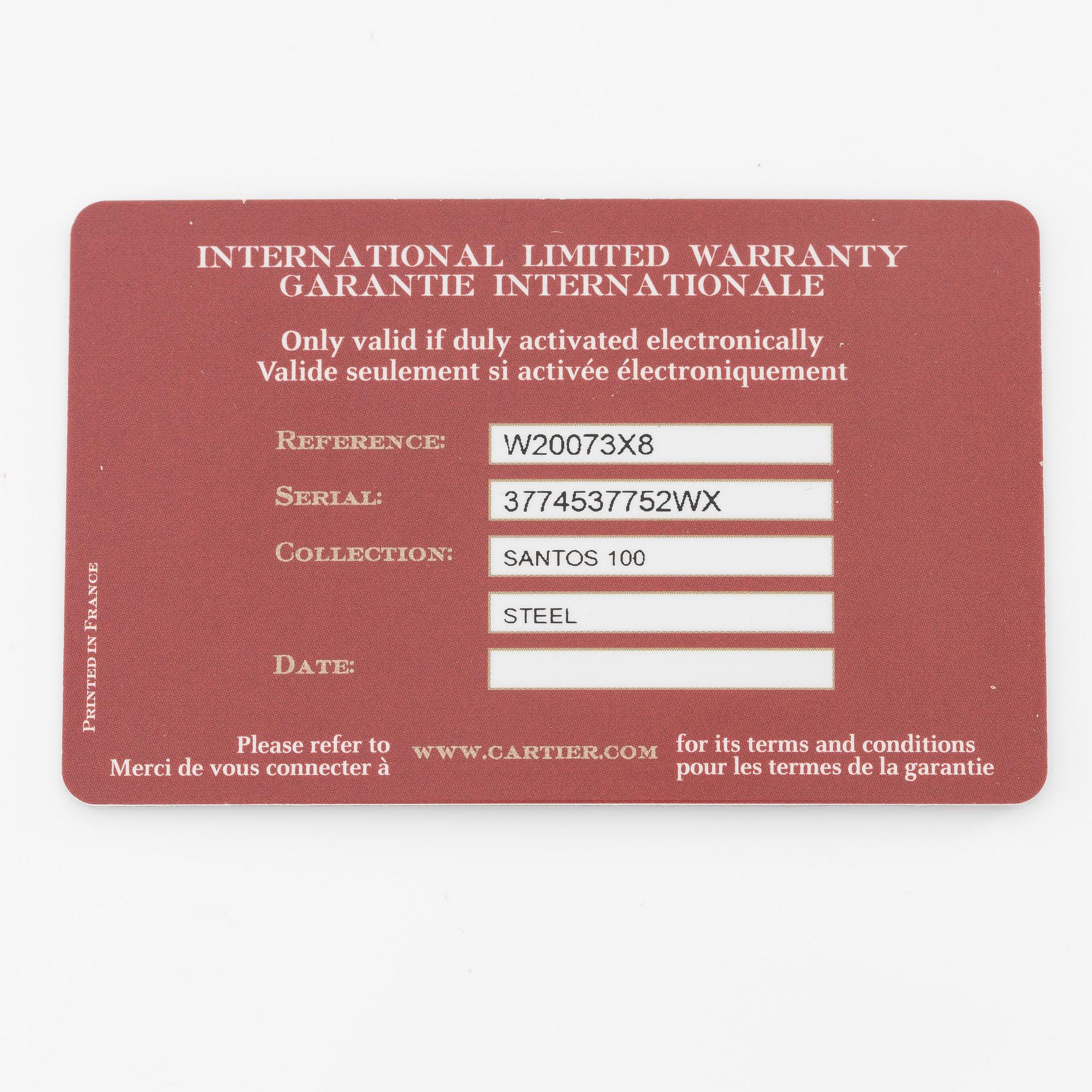 Cartier, Santos 100, wristwatch, 41.3 x 51.1 mm.