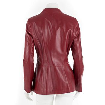 ESCADA, a red leather jacket, size 36.