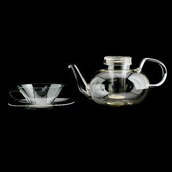 TESERVIS, 13 delar, glas, Wilhelm Wagenfeld, Jenaer Glaswerke, omkring 1900-talets mitt.