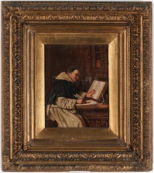 OKÄND KONSTNÄR, oljemålning på pannå, monogramsignerad.