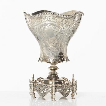 Goblet on foot, silver, 20th Century.