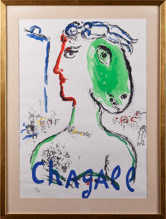 MARC CHAGALL, litografiska utställningsaffischer, 2 st.