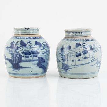 A pair of blue and white ginger jars, China, , 19th century.