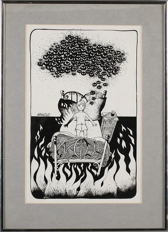 HANS ARNOLD, tusch, signerad.