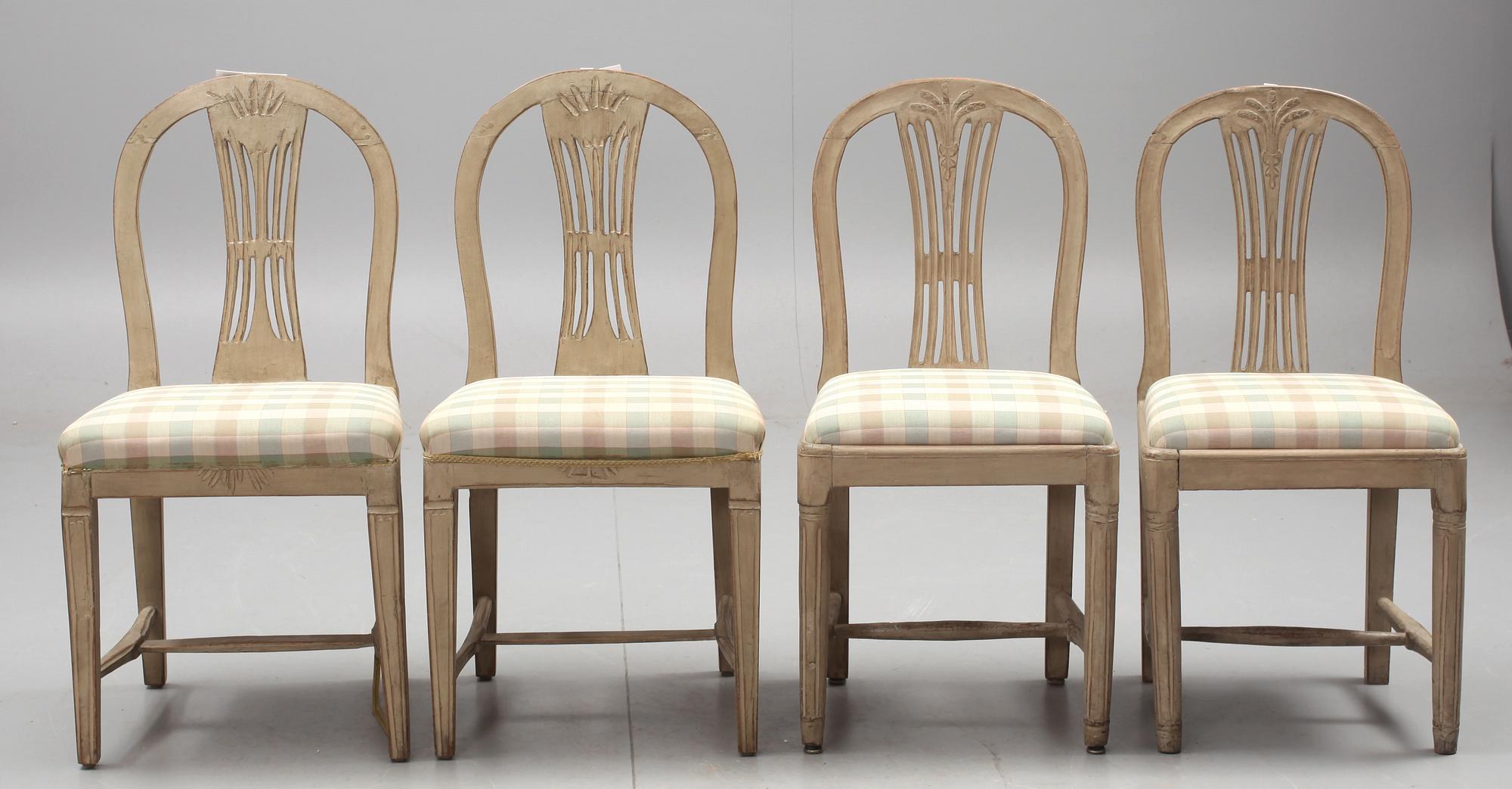 STOLAR, 4 st, sengustaviansk stil, provinsarbete, 1800-tal.