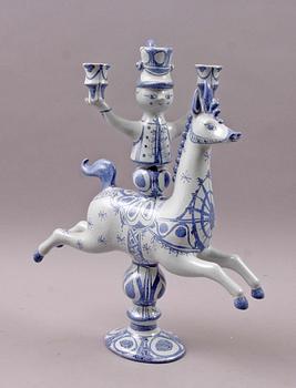 KANDELABER, fajans, Björn Wiinblad, sign o dat- 64.