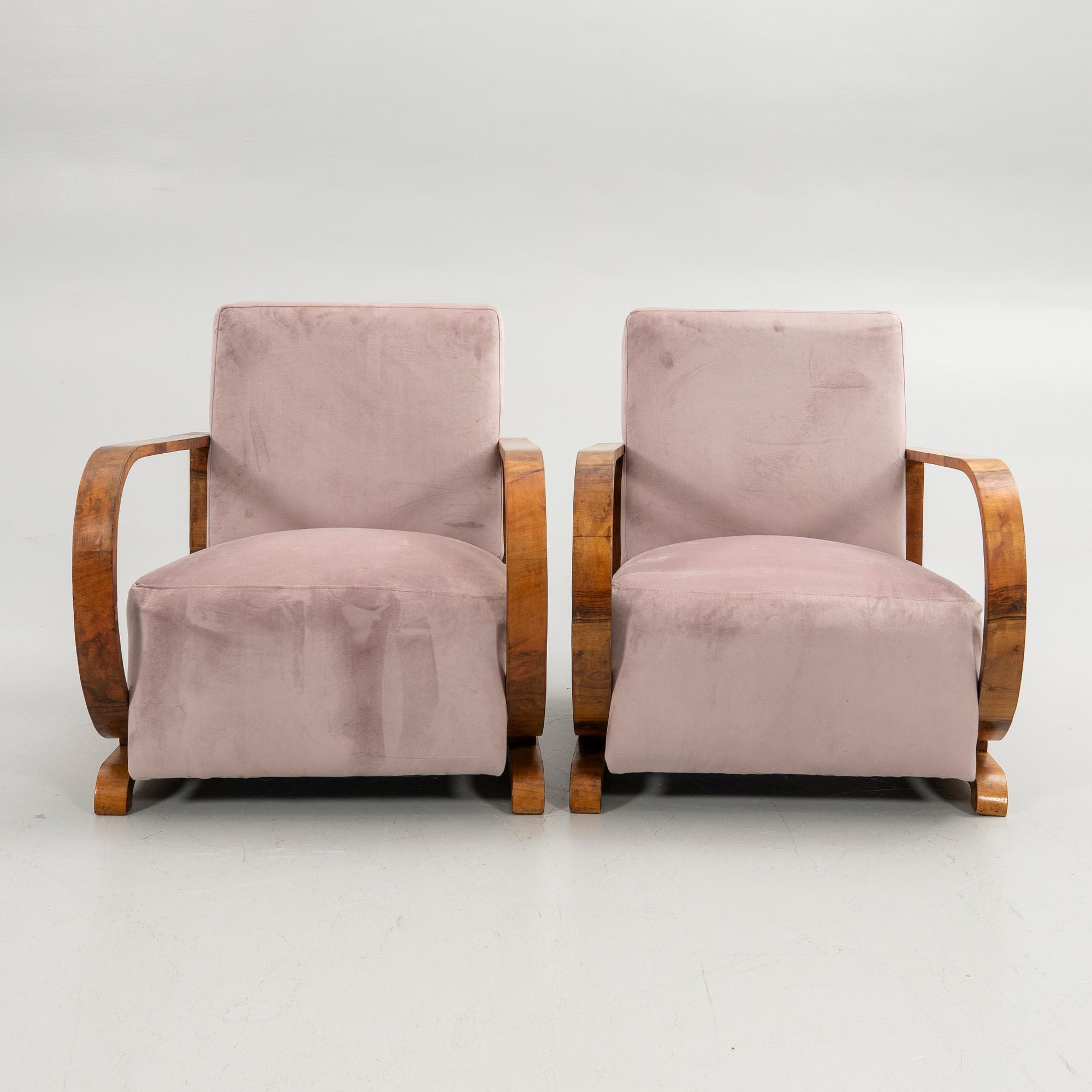 Armchairs, a pair, Art Deco style, 20th century.