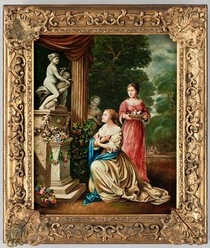 CASPAR NETSCHER, efter, olja på duk, 1800/1900-tal.