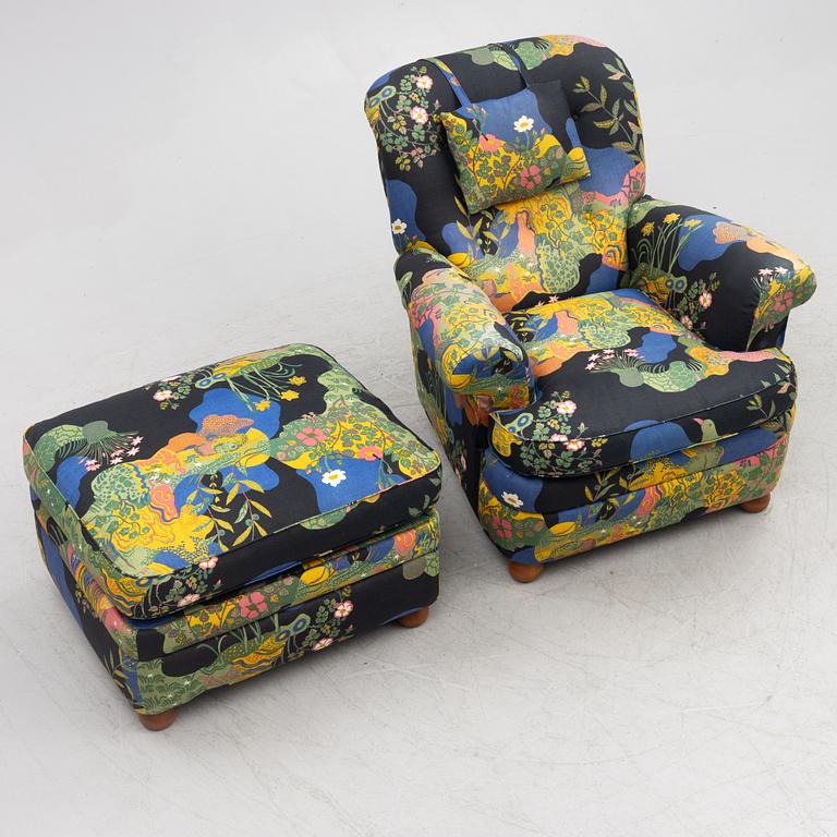 Josef Frank, armchair with footstool, model 336, Svenskt Tenn.
