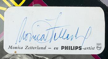 PARTI GRAMMOFONSKIVOR, ca 40 st, samt AUTOGRAF Monica Zetterlund.