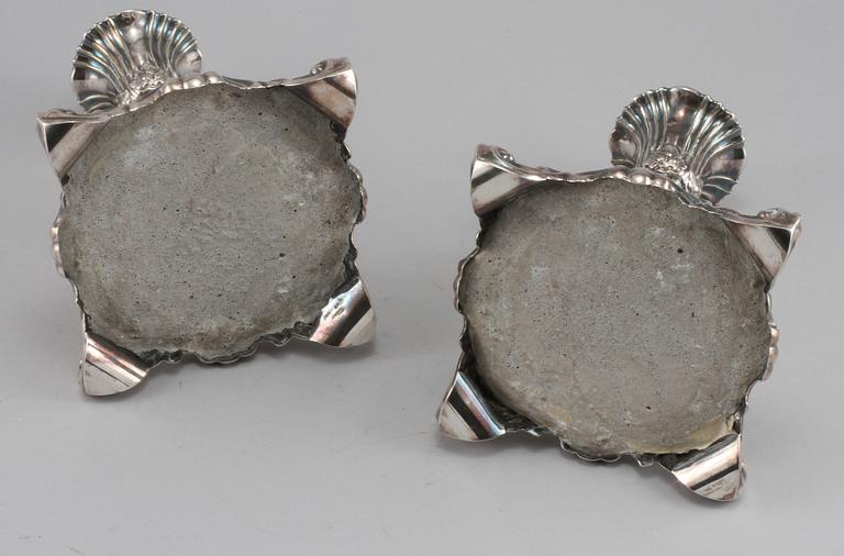 LJUSSTAKAR, nysilver, barockstil, 1900-tal.
