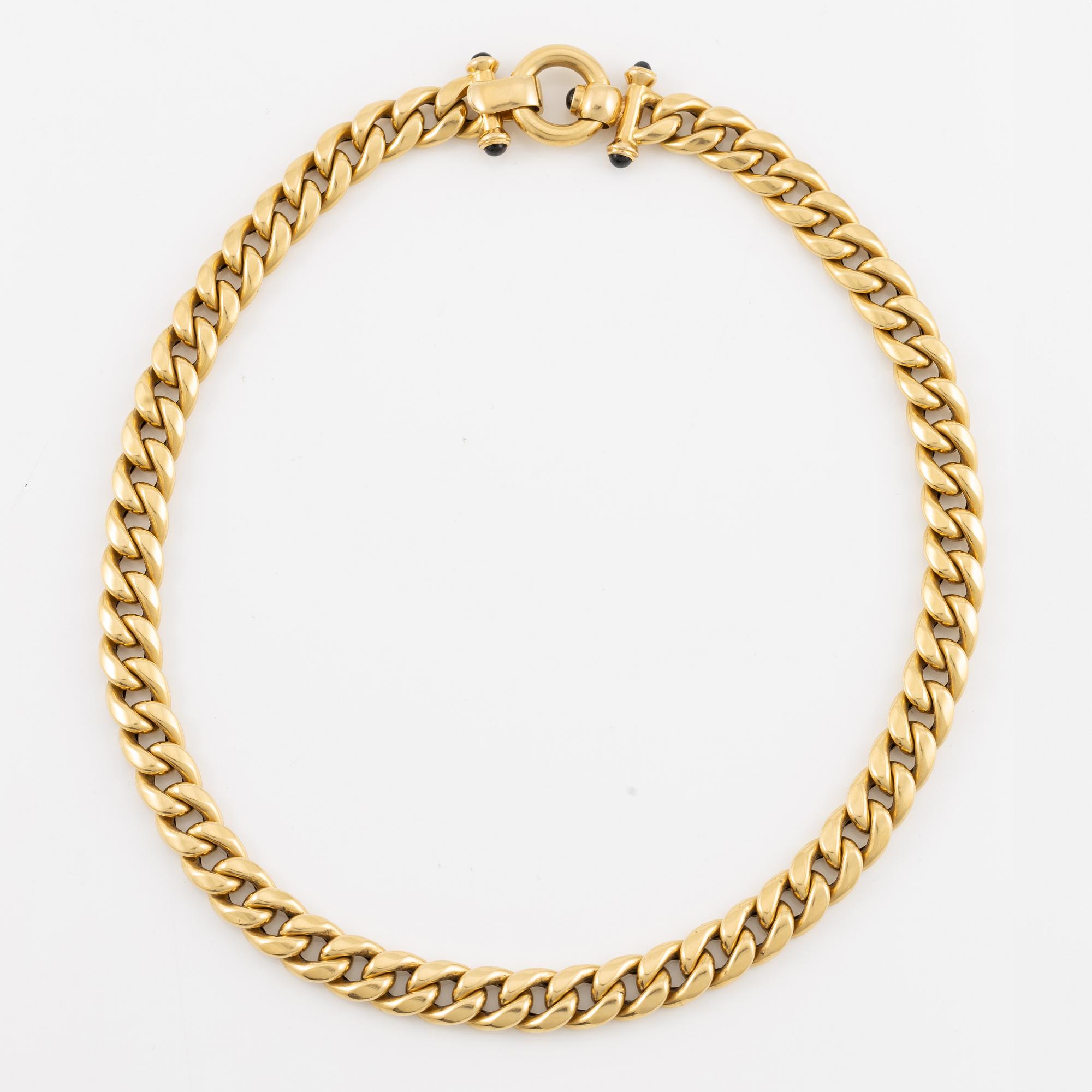 Necklace 18K gold with cabochon-cut sapphires.