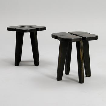 LISA JOHANSSON-PAPE, A PAIR OF STOOLS. Apila. 1970/1980s. Carries manufacturer label.