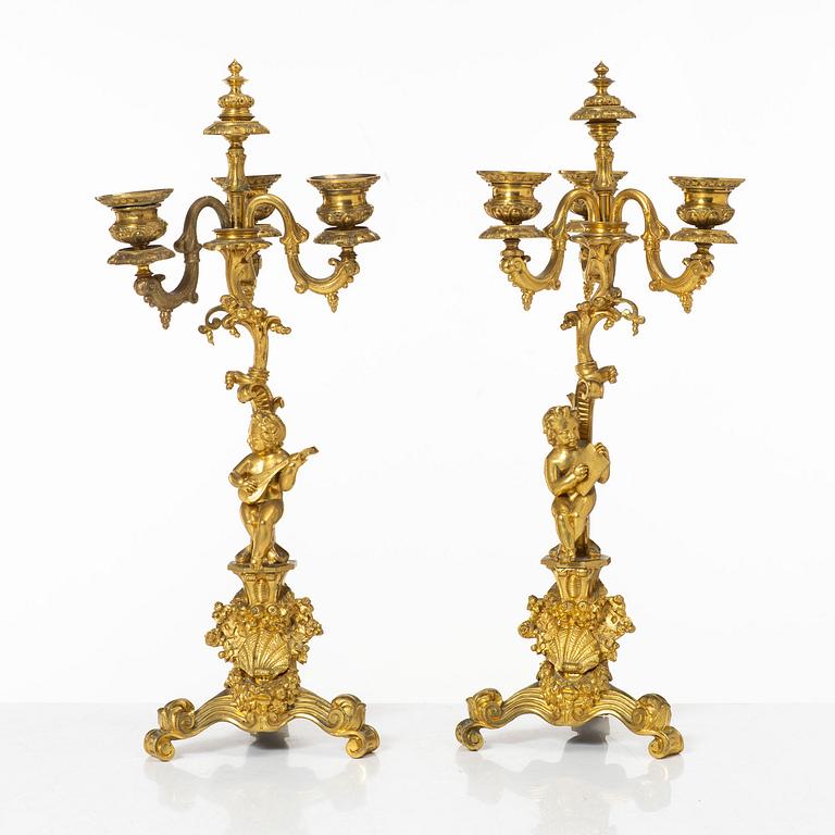 A pair of Louis XV style candelabras, 20th century.