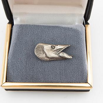 Side bell push pins 8 pcs in the form of a pike with a pull sterling silver, late 20th century.