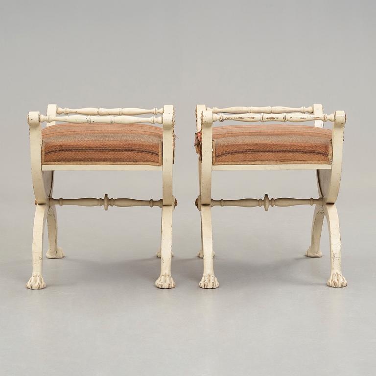 A pair of late Gustavian early 19th century stools.