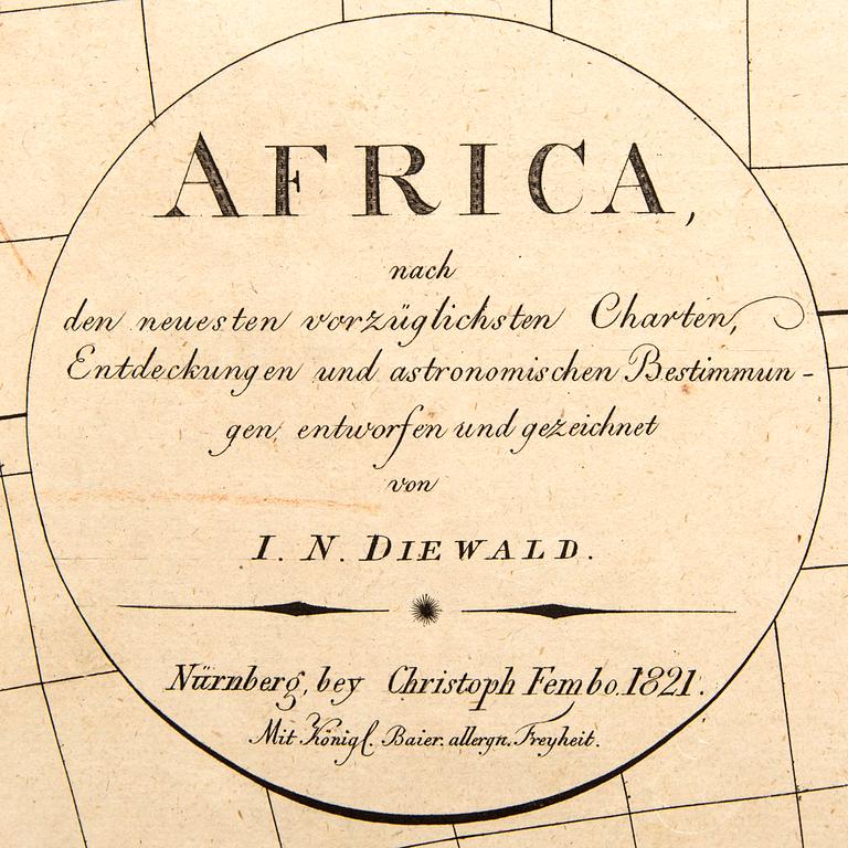 Johann Nepomuk Diewald, karta, handkolorerat kopparstick, Nürnberg 1821.