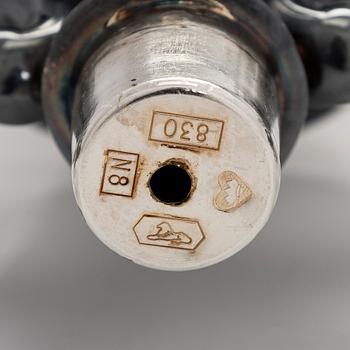 Kynttelikkö, hopea, Kultakeskus, Hämeenlinna 1990.