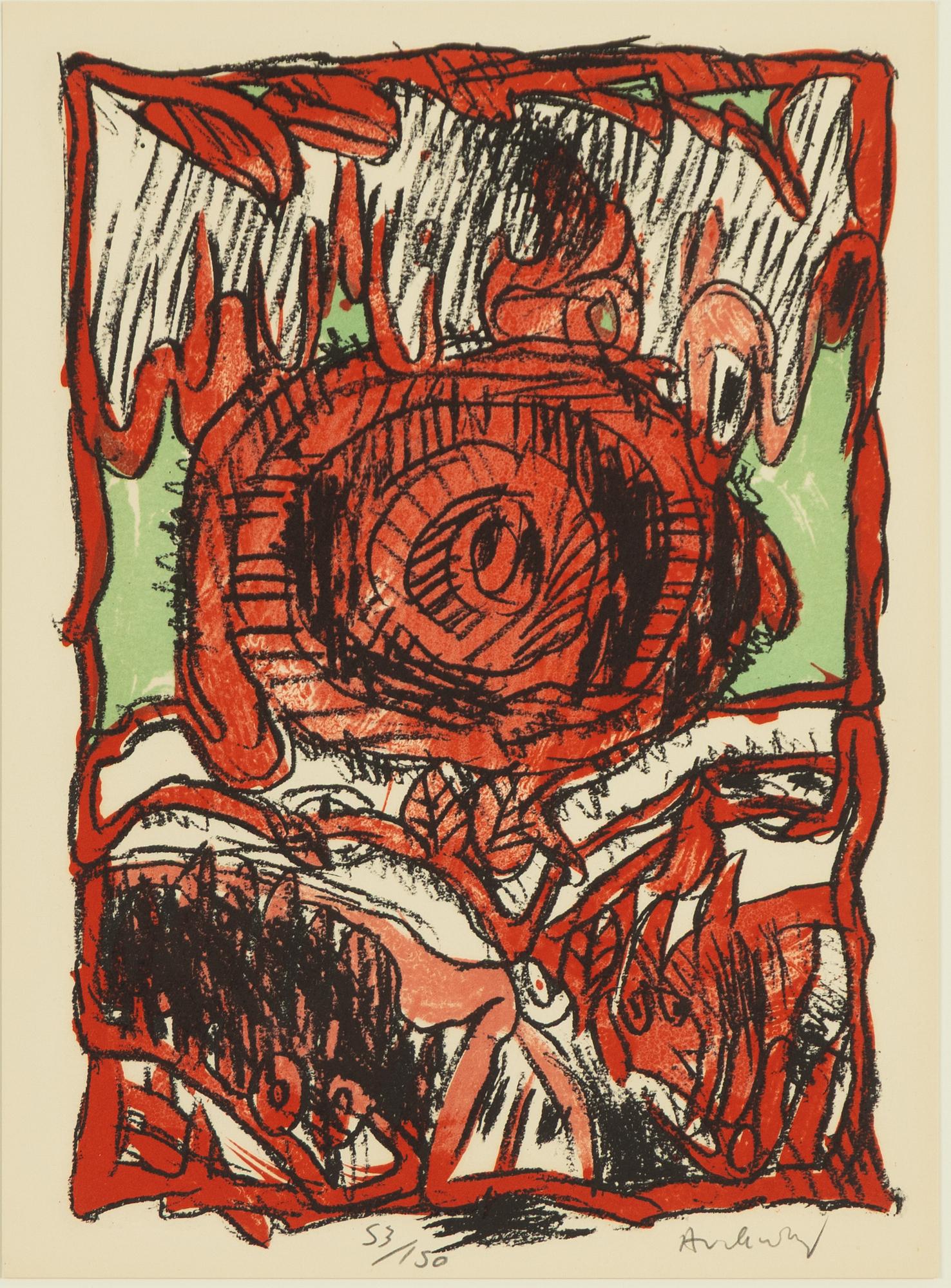 Pierre Alechinsky, "Schismes", fyra stycken färglitografier.