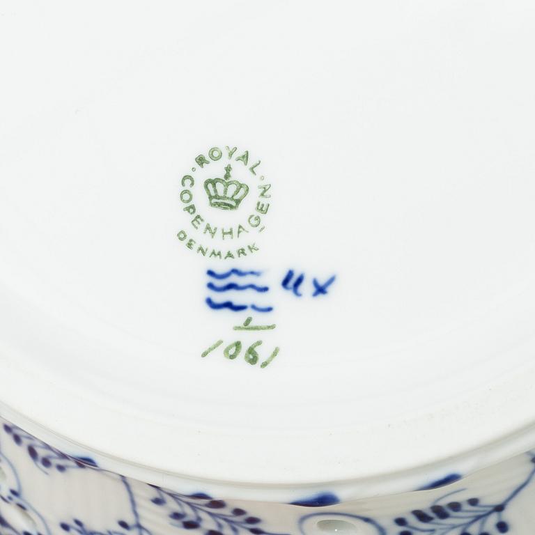 Royal Copenhagen, A "Musselmalet full lace" (blue fluted full lace) porcelain chestnut bowl, model 1061, 1969-73.