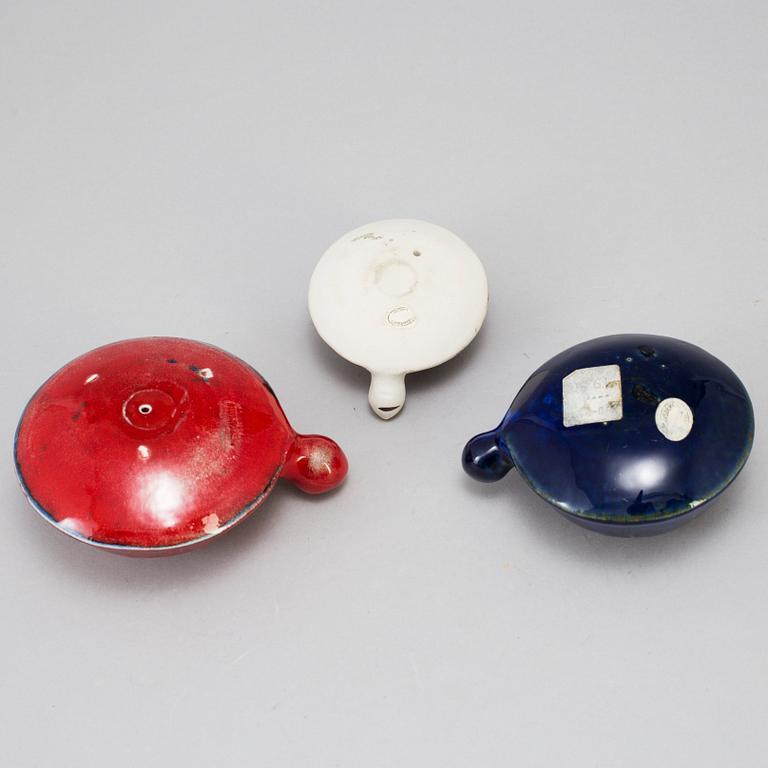 3 stoneware turtles by Lisa Larson for Gustavsberg, produced 1963-1979.