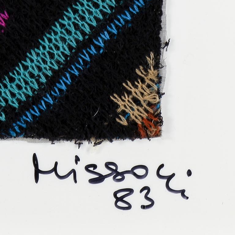 OTTAVIO MISSONI, stickad multipel, textil på plexiglas, signerad, daterad -83 och numrerad 15/25.