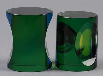 SKULPTURER, 2 st, glas Mona Morales, Kosta.