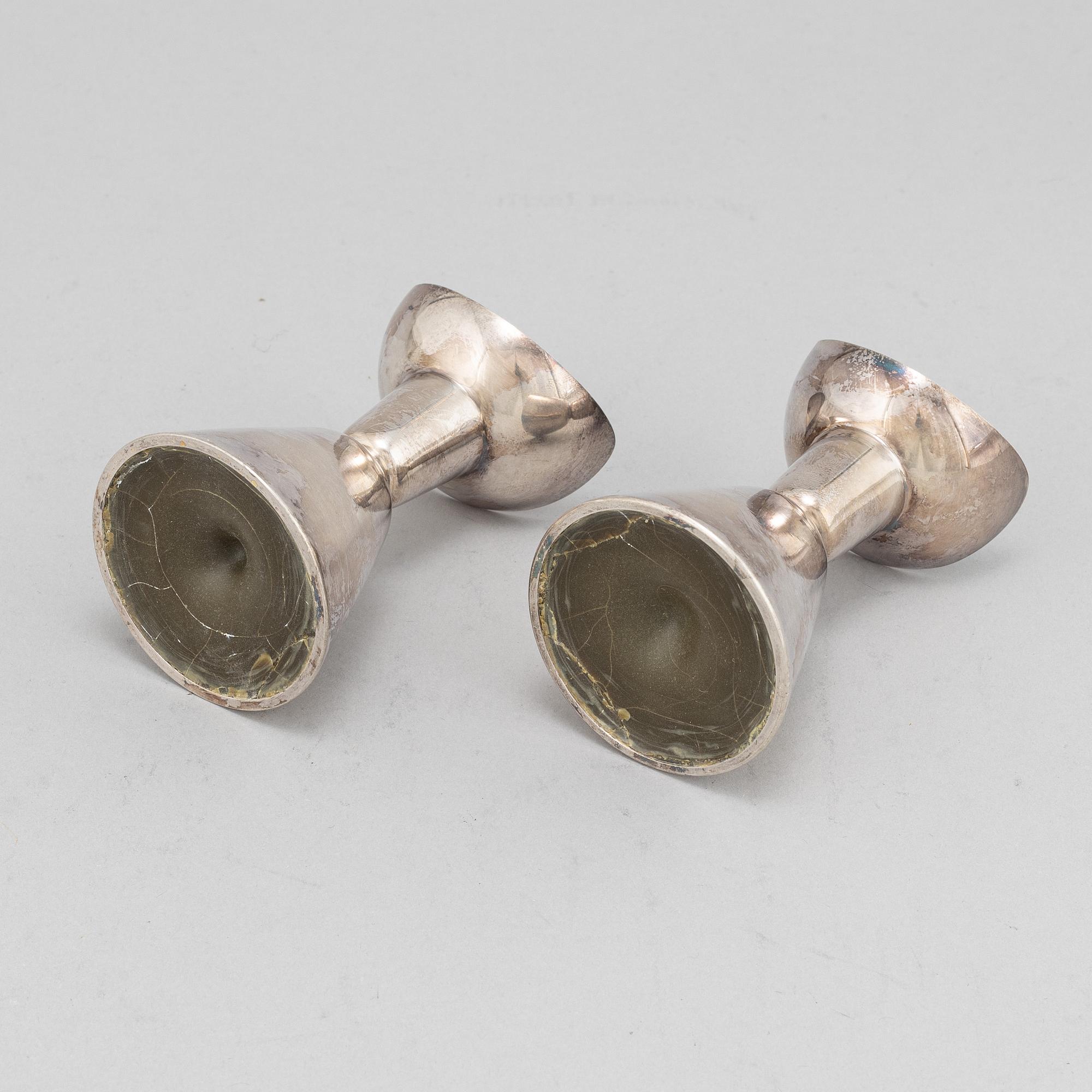 Ljusstakar, 2 par, silver, GAB, Stockholm 1965 resp Tesi, Göteborg 1974.