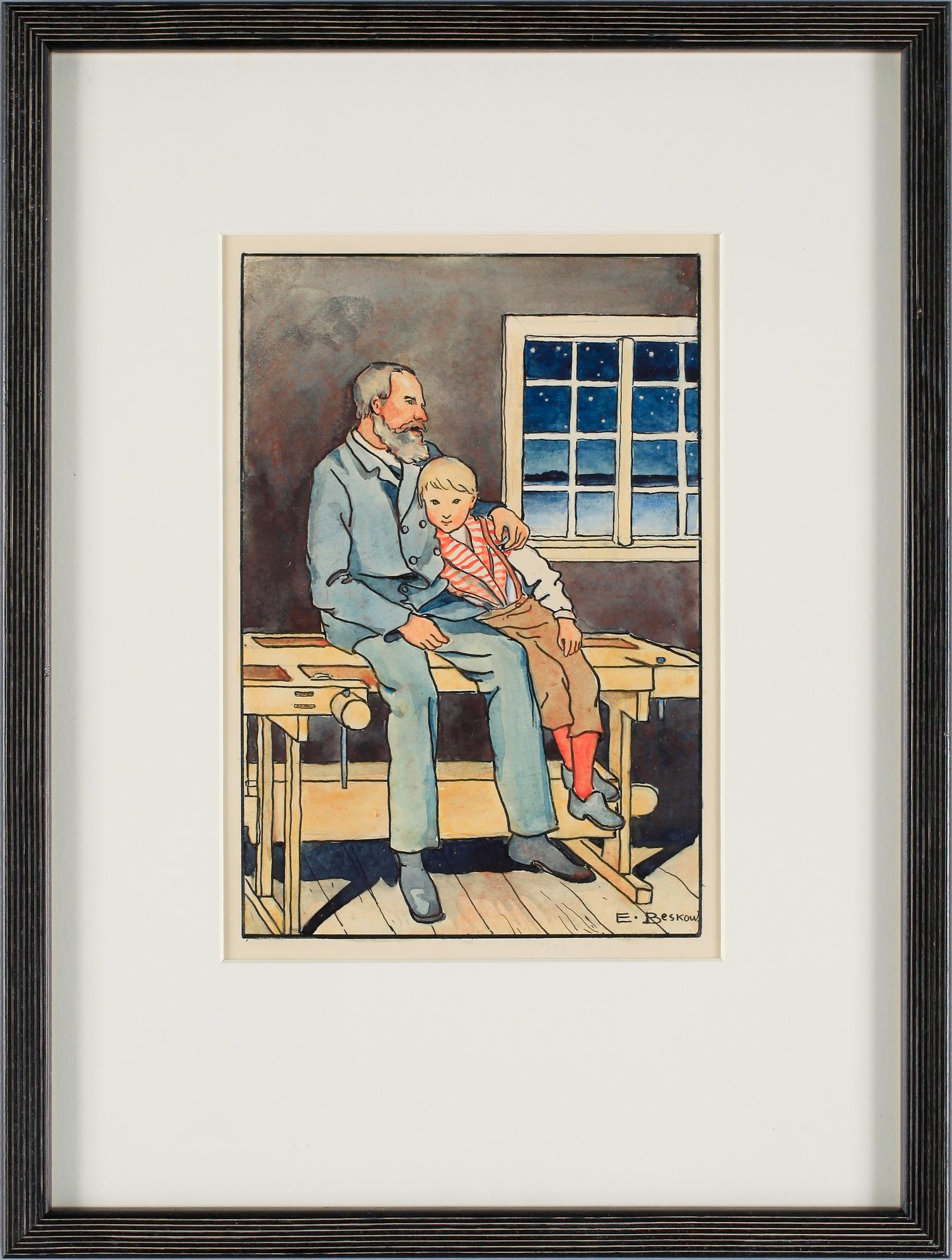 ELSA BESKOW, akvarell och tusch, sign.