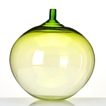 Ingeborg Lundin, a green 'Äpplet' (The apple) glass vase, Orrefors, Sweden.