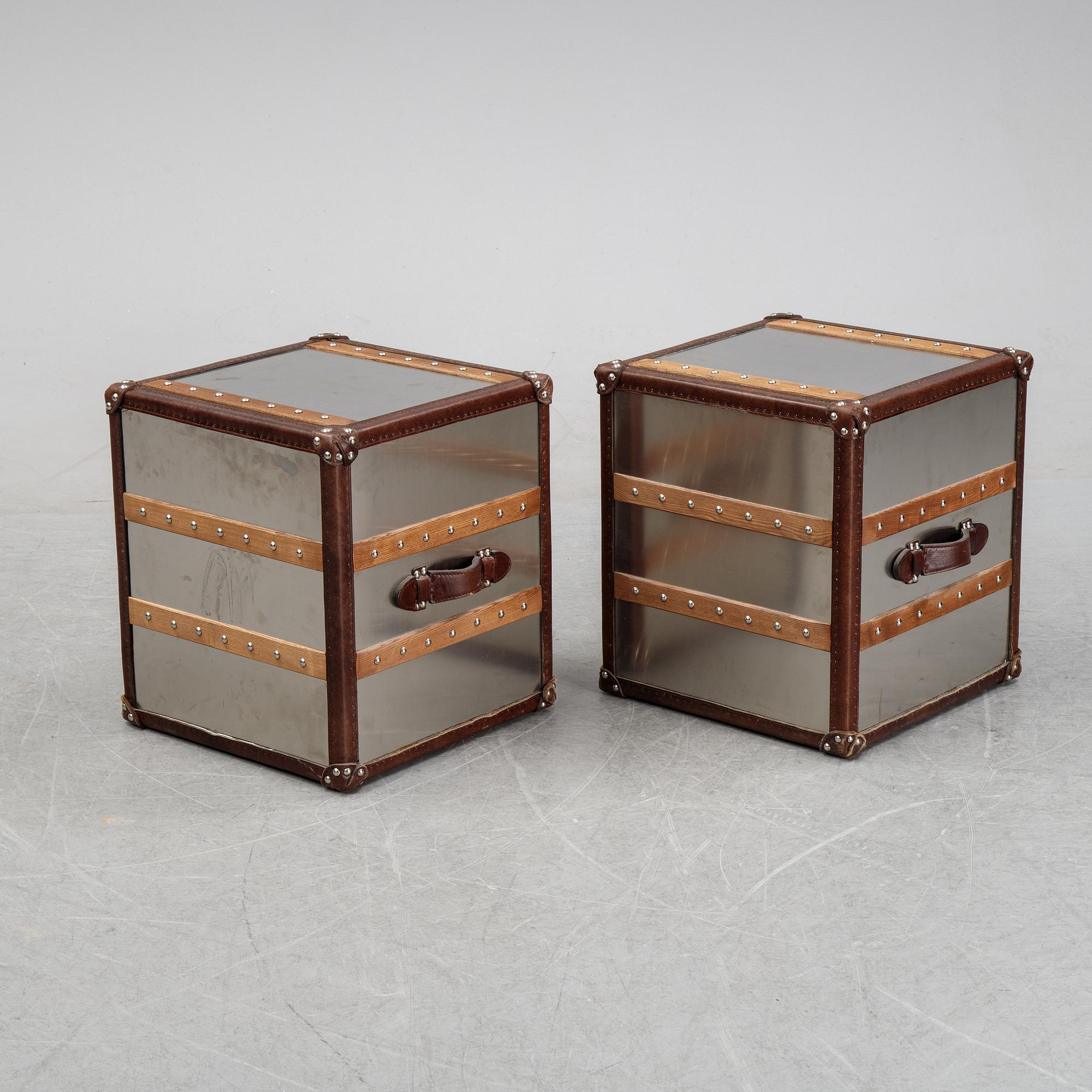 A pair of contemporary side tables.