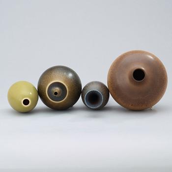 A set of four Berndt Friberg stoneware vases, Gustavsberg Studio 1944-47 and 1953-61.